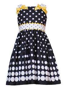 Rare Editions Black White Dots Dress Sz 12 18 24M/7 16  