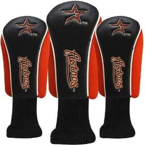  Houston Astros Black Orange 3 Pack Golf Club Headcovers 