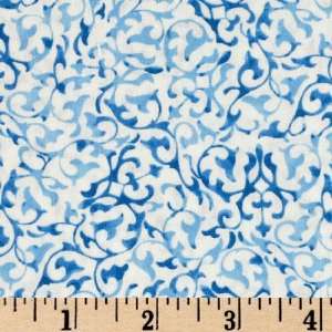  44 Wide Supporting Cast Baluster Blue Fabric By The Yard 