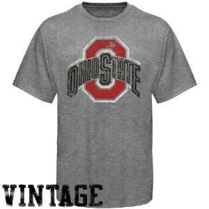  Ohio State Buckeyes Ash Distressed Big Logo Vintage T Shirt Sports