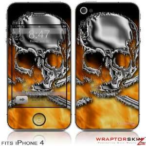  iPhone 4 Skin   Chrome Skull on Fire (DOES NOT fit newer 