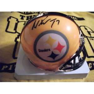  Mike Wallace signed Pittsburgh Steelers mini helmet 