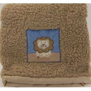  Cloud Reversing to Satin Crib Throw Brown Lion Baby