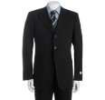 armani collezioni black wool 3 button suit with single pleat trousers