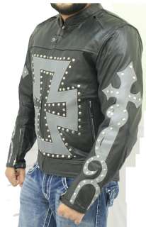 Size 46 Chopper Style Motorcycle Leather Biker Jacket With Armor New 
