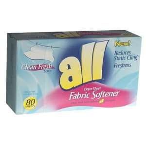  All Fabric Softener Sheets, Clean Fresh   80ct Beauty