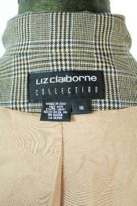NWT womens plaid LIZ CLAIBORNE jacket blazer wool designer sz XL 16 