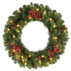  Lighting 100026297 Taylor Spruce Wreath with 30 Battery Operated 