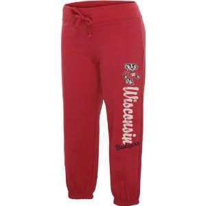   Badgers Womens Red Pacer French Terry Capri Pants