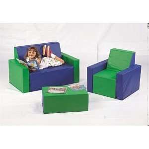  Kinder Size Sofa in Blue and Green