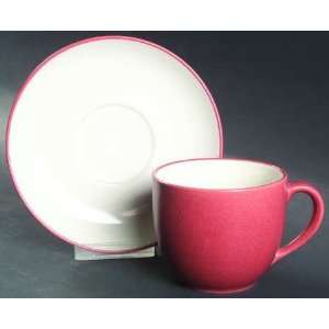  Noritake Colorwave Raspberry Flat Cup & Saucer Set, Fine 