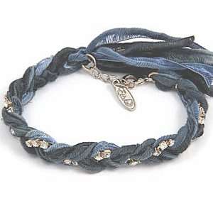 Ettika Braided Vintage Ribbon and Rhinestone Crystal Bracelet Multi 
