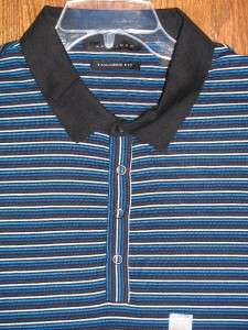 Mens SEAN JOHN S/S Blue Black Striped Polo Shirt $58 ~ NWT XXL  