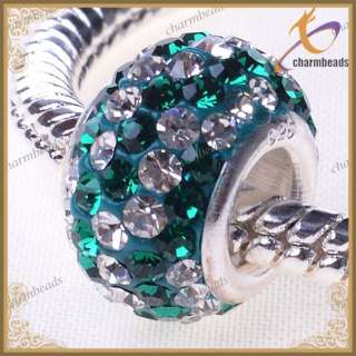   CZ Green Crystal Charm Beads Findings Chain  2X  