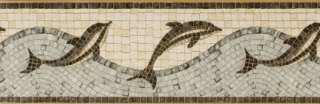 Dolphins Raised Tile Faux Wallpaper Border  
