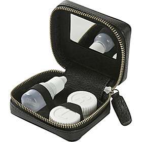 Zip Contact Lens Case Black Leather