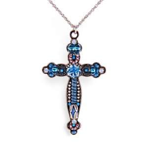  Bar Cross Necklace   The Classic Collection   in Turquoise, Silver 