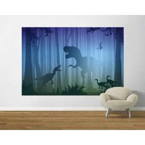    T. Rex in the Woods Blue Green Easy Up Mural 
