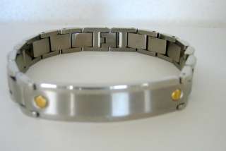 Stainless Steel and 18k Gold Mens ID Bracelet 9 inches Long  