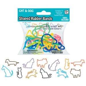  New Toysmith Cats & Dogs Shaped Rubber Bands 12 Per Pack 