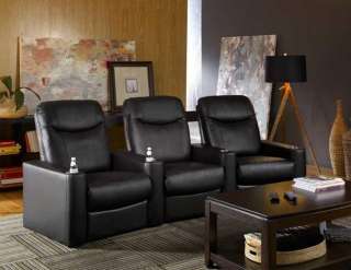 Oracle Home Theater Seating 3 Black Leather Chairs  