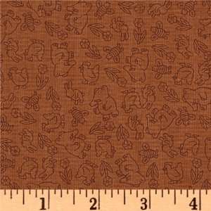  44 Wide Poky Little Puppy Tonal Brown Fabric By The Yard 