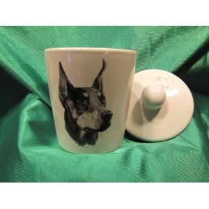  Doberman Porcelain Candle with Lid 3 1/2 tall Everything 