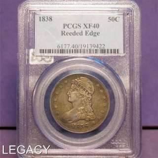 1838 CAPPED BUST HALF DOLLAR PCGS XF40 REEDED EDGE(GOS+  