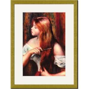  Gold Framed/Matted Print 17x23, Combing girl