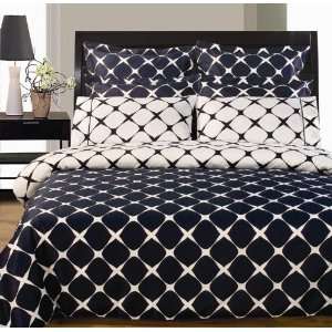 Navy Blue and White 8PC Bloomingdale Duvet covers and sheet set 