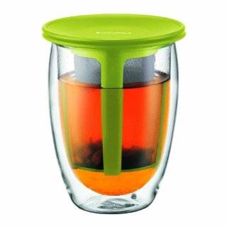 Bodum 12 Ounce Tea for One, Double Wall Glass with Strainer, Red Bodum 