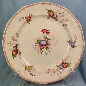 Beautiful Antique FLORAL MULBERRY TRANSFERWARE DINNER PLATE Morning 