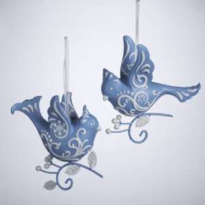  Club Pack of 12 Blue Cameo Dove Bird on a Holly Branch 
