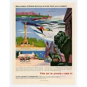  1957 United Aircraft Corporation Famous Places Print Ad 