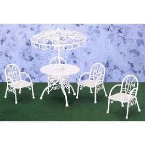  Dollhouse Miniature Patio Table with Four Chairs 