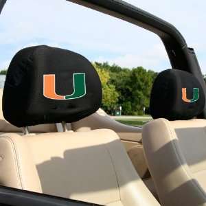  Miami Hurricanes 2 Pack Black Headrest Covers Automotive