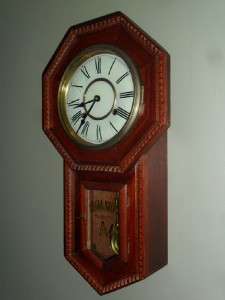   Ansonia 8 Day Wall Regulator Clock Time & Strike Chime / Rosewood Case
