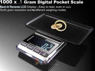 1000 x 0.1 Gram Digital Pocket Scale Jewelry Scale  