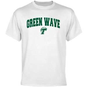 Tulane Green Wave White Mascot Arch T shirt  Sports 