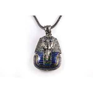 NEW ICED OUT Egyptian Pharaoh Pendant Necklace w/ 36 Franco Chain 