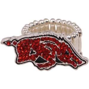  NCAA Arkansas Razorbacks Team Logo Rhinestone Stretch Ring 