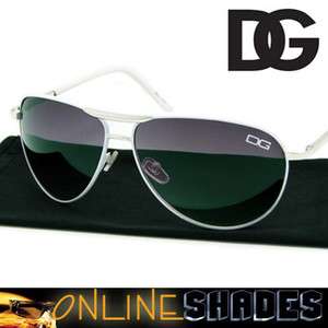   WHITE   Designer Aviator Sunglasses Classic Retro Eyewear Silver Metal
