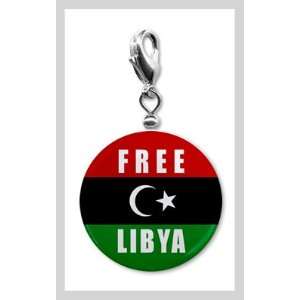 FREE LIBYA World Country Flag 1 inch Pendant Charm and Silver Plated 