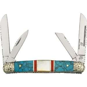   Congress Pocket Knife with Custom Turquoise & Mother of Pearl Handles