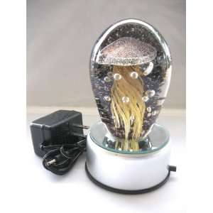  Jellyfish on LED Light Stand   Brown   4.25 In. New