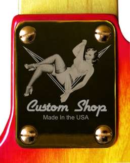 Neck Plate Gold 4 Fender Tele Guitar Pin Up Custom Shop   FREE 
