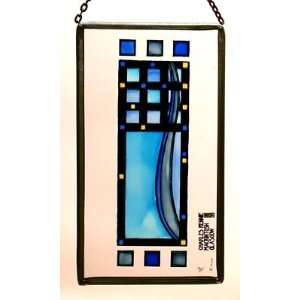   New Hill House Larger Panel in Blue in Stained Glass