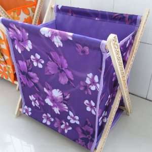  X Frame Wood Hamper with Oxford Bag / Purple Color