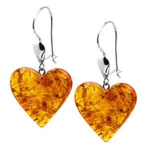  Baltic Light Honey Amber Sterling Silver Classic Heart 