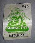 metallica backstage pass sticker 1991 1992  0